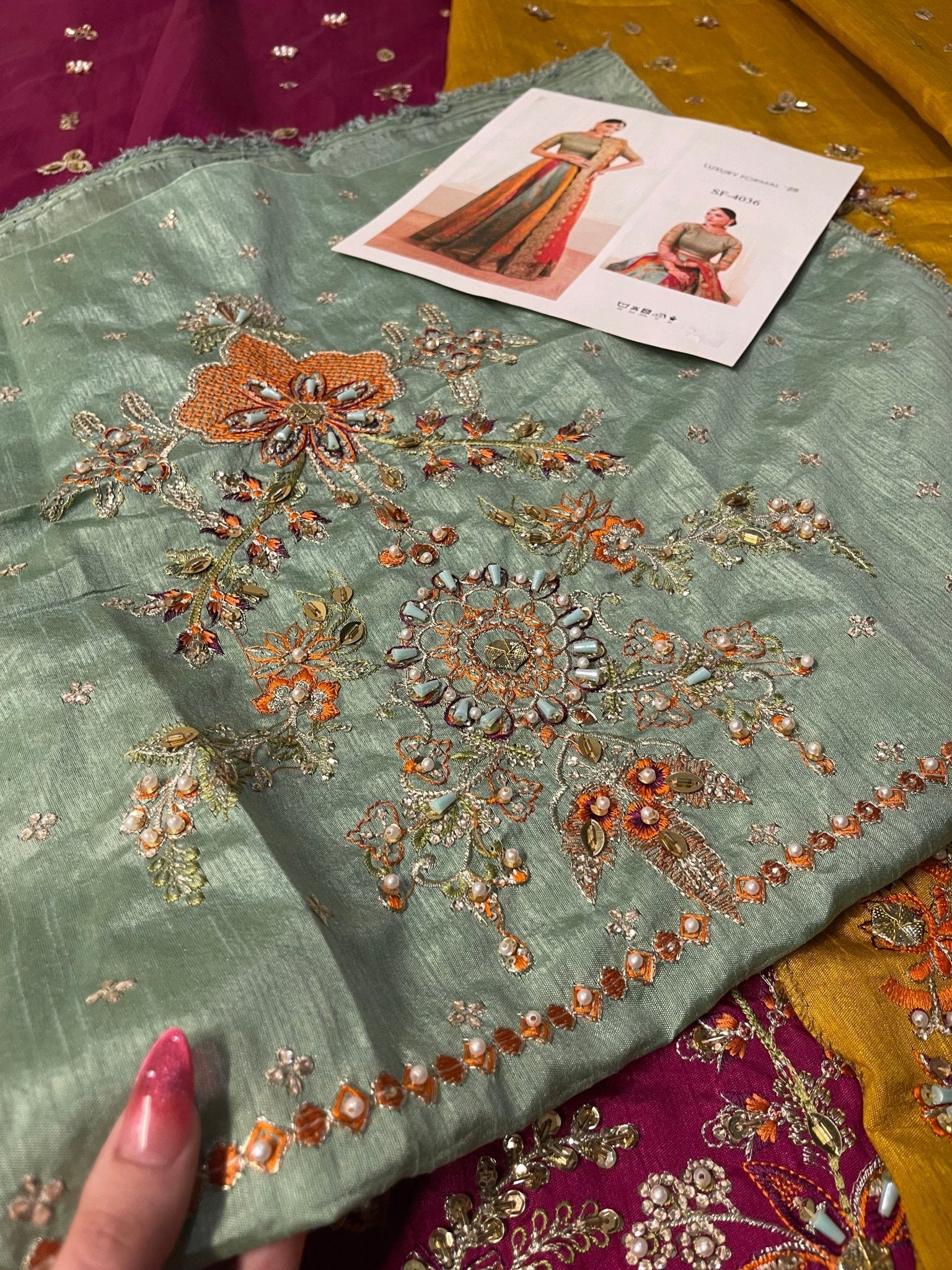 Baroque Embroidered Silk SF-4036 - Eemie's Studio