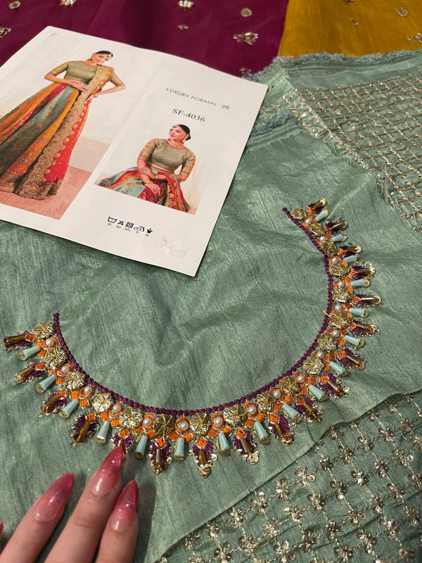 Baroque Embroidered Silk SF-4036 - Eemie's Studio