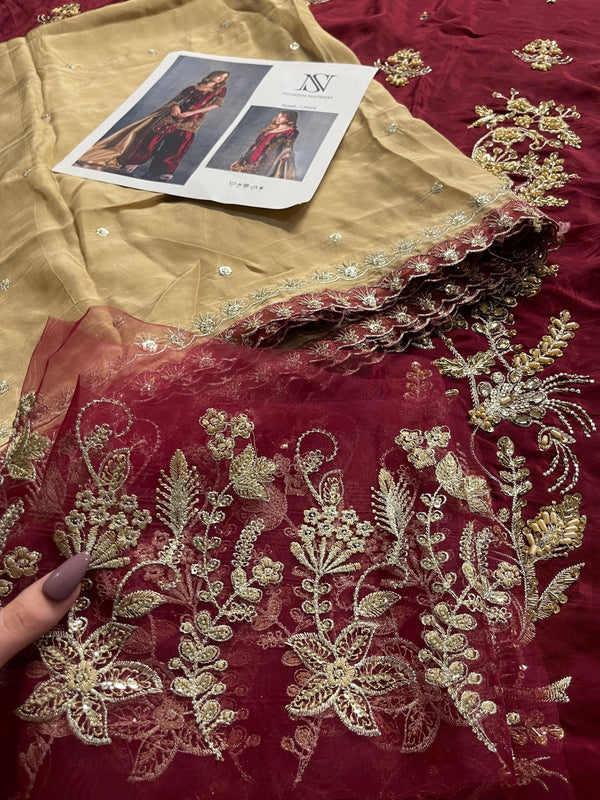 House Of Sehrish Nadeem - Maroon ensemble - Eemie's Studio