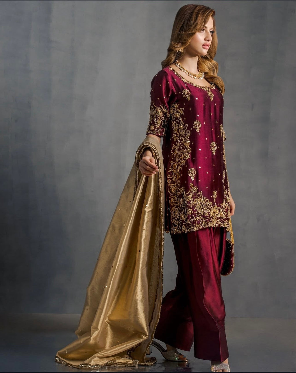 House Of Sehrish Nadeem - Maroon ensemble - Eemie's Studio