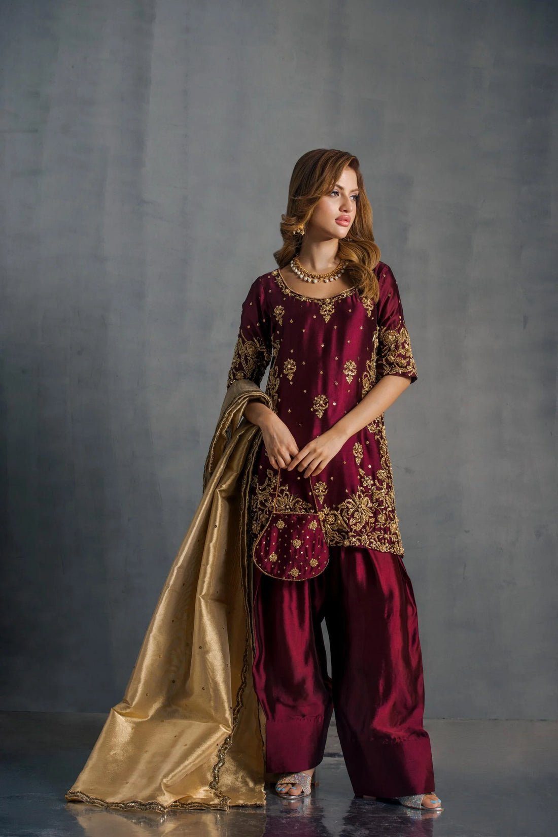 House Of Sehrish Nadeem - Maroon ensemble Secondary image