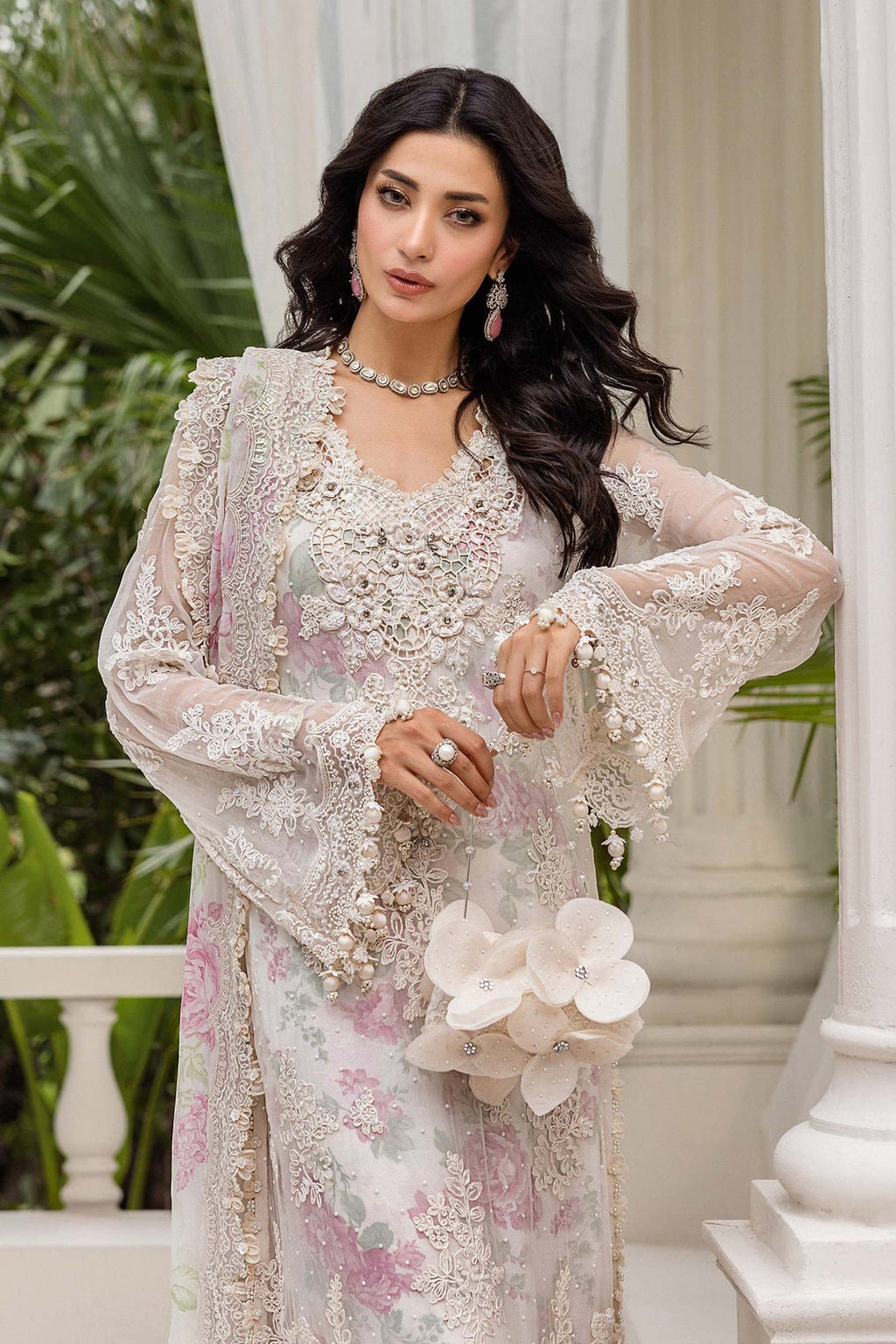 Maria.B Chiffons MPC-25-101 (Off White Rose) - Eemie's Studio