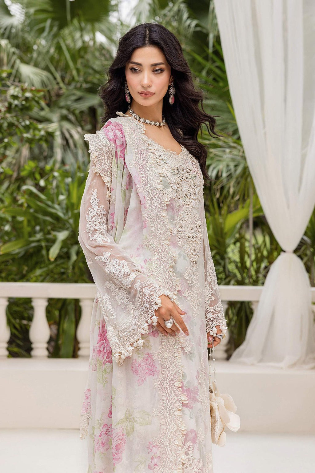Maria.B Chiffons MPC-25-101 (Off White Rose) - Eemie's Studio