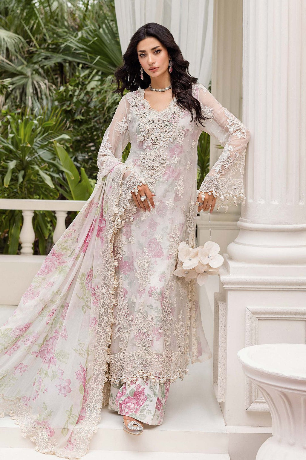 Maria.B Chiffons MPC-25-101 (Off White Rose) - Eemie's Studio