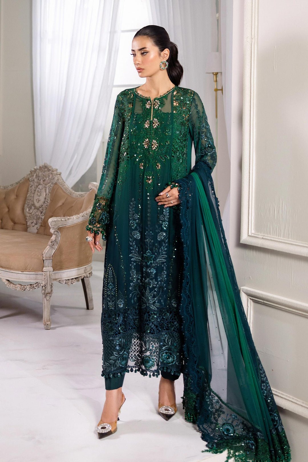 Maria.B Chiffons MPC-25-106 (Emerald Green To Teal) - Eemie's Studio