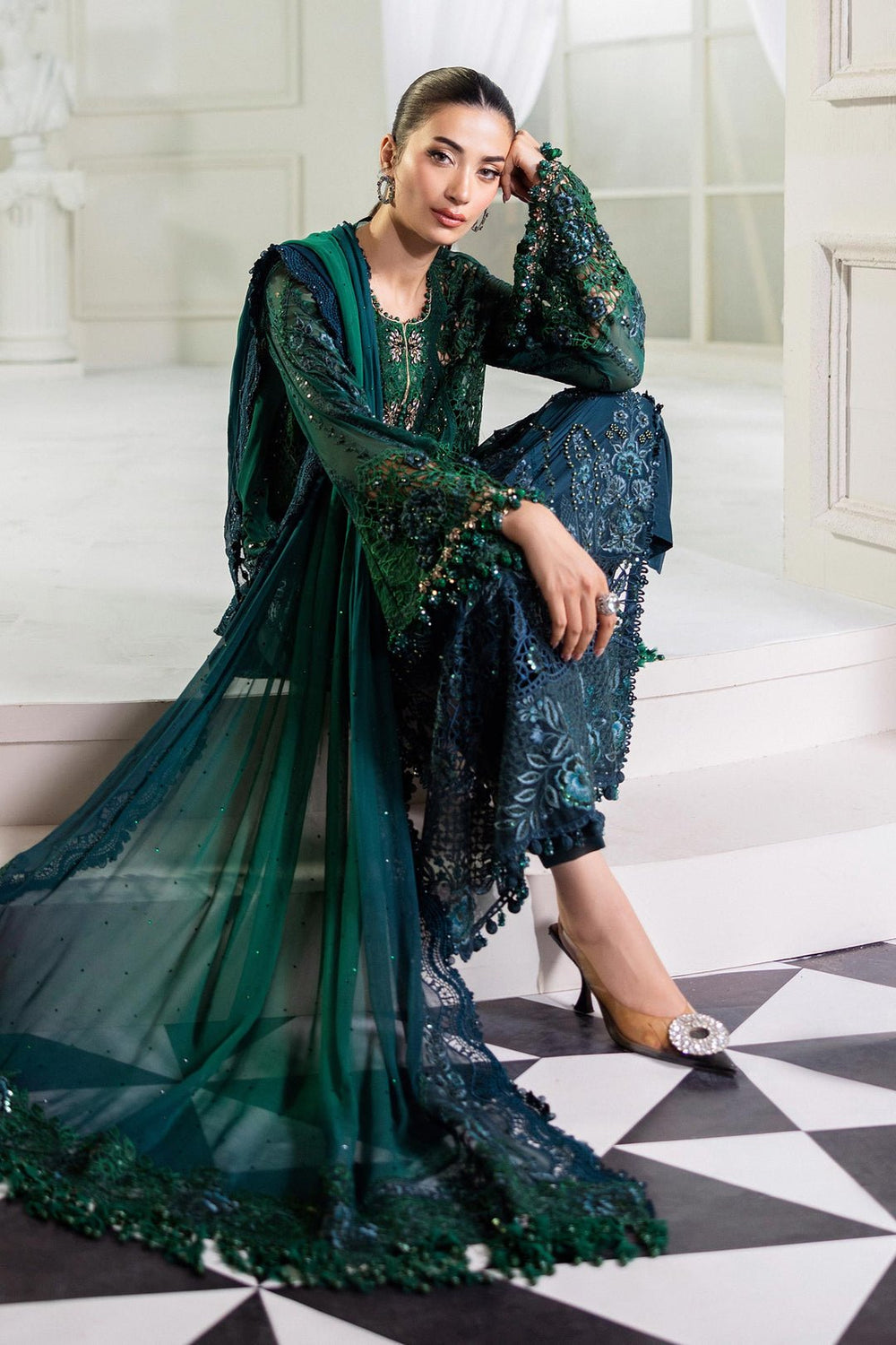 Maria.B Chiffons MPC-25-106 (Emerald Green To Teal) - Eemie's Studio