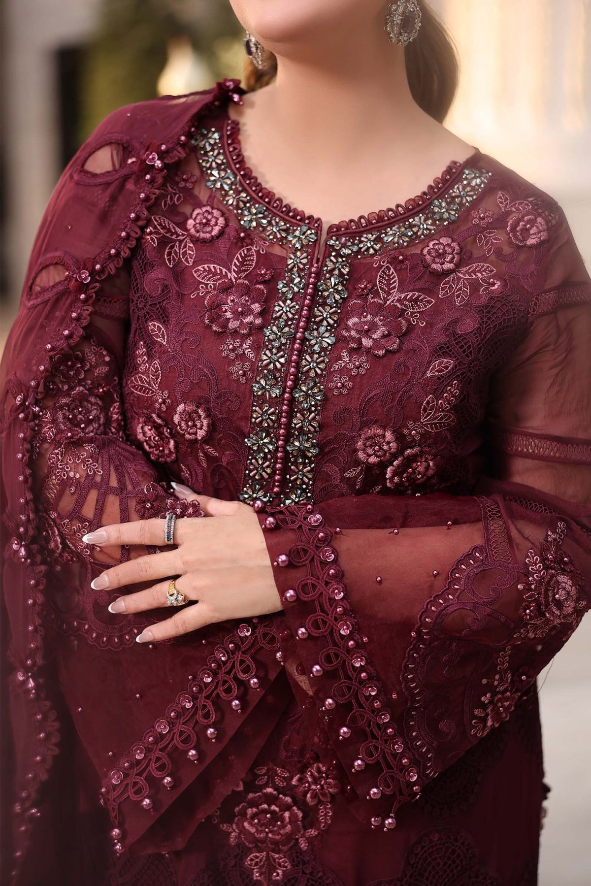 Maria.B Chiffons MPC-26-108-Burgundy - Eemie's Studio