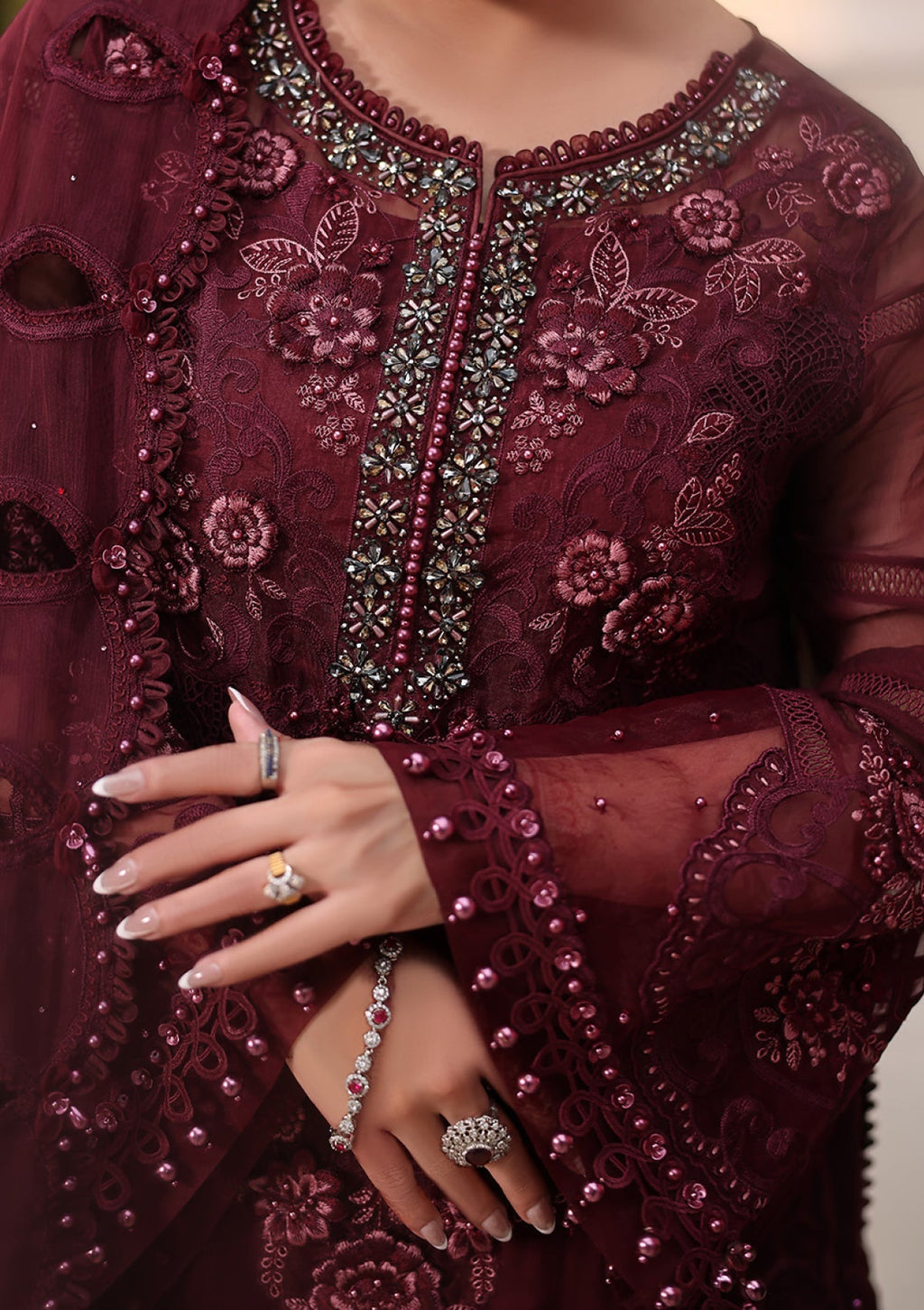 Maria.B Chiffons MPC-26-108-Burgundy - Eemie's Studio