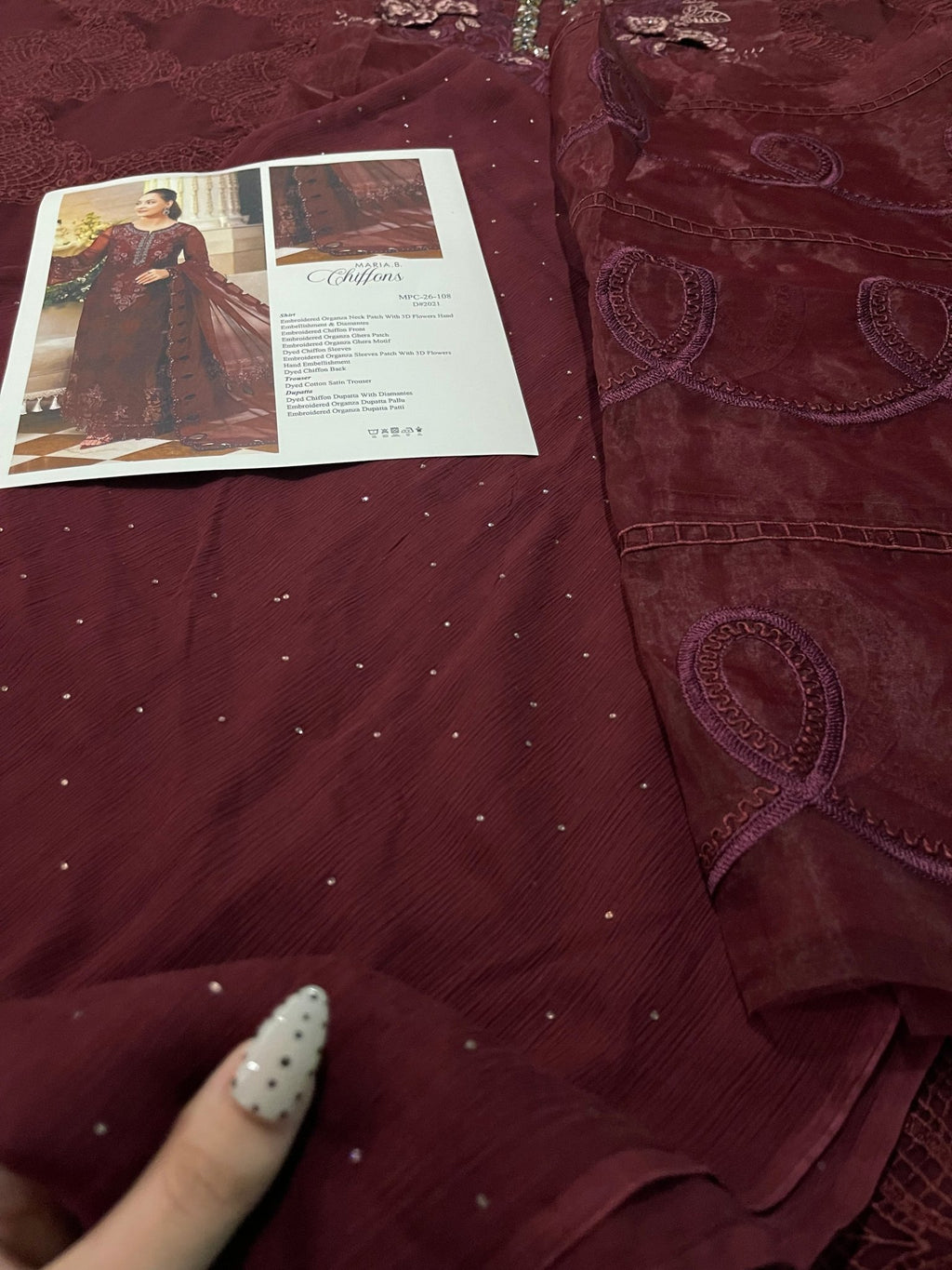 Maria.B Chiffons MPC-26-108-Burgundy - Eemie's Studio