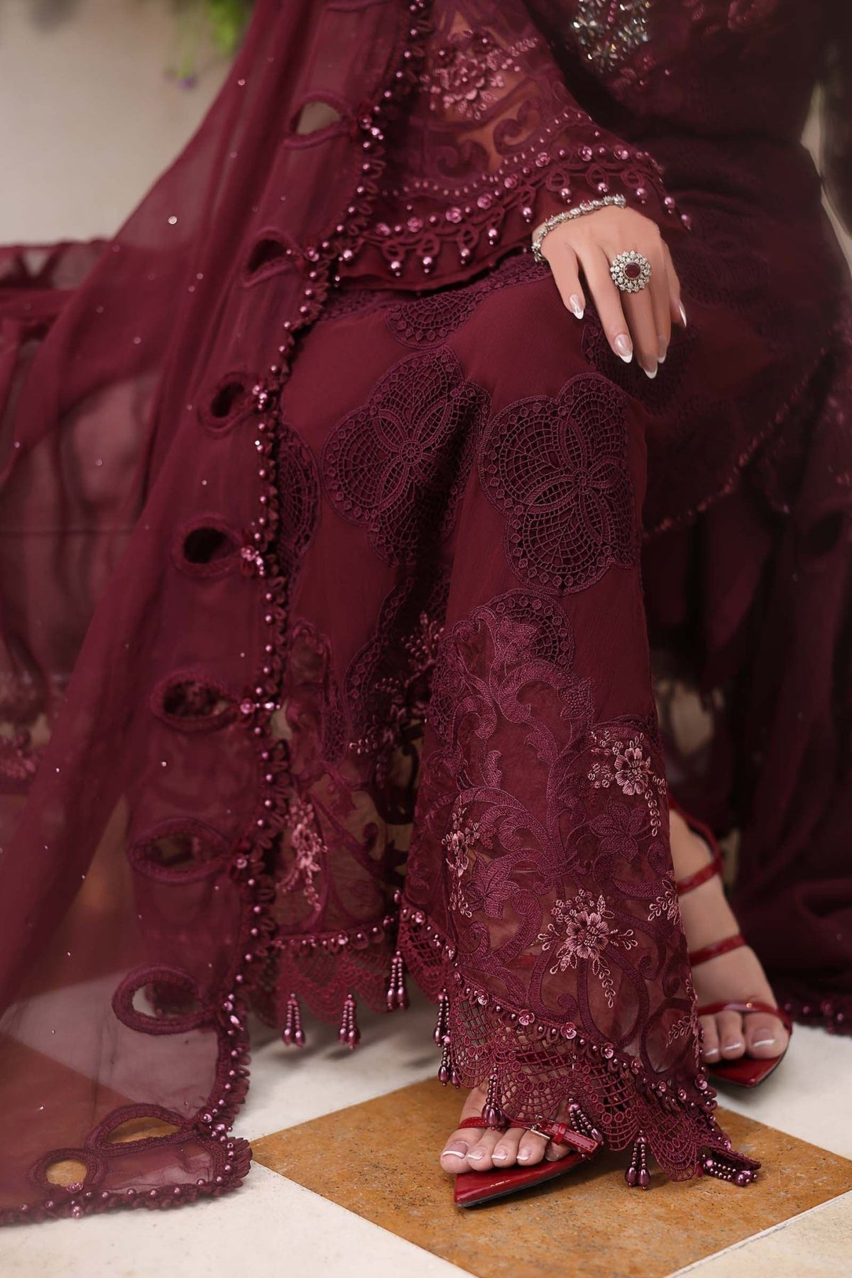 Maria.B Chiffons MPC-26-108-Burgundy - Eemie's Studio