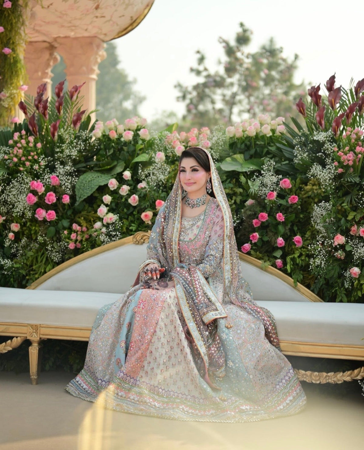 Nomi Ansari - Maryam Nawaz Pastel outfit - Eemie's Studio