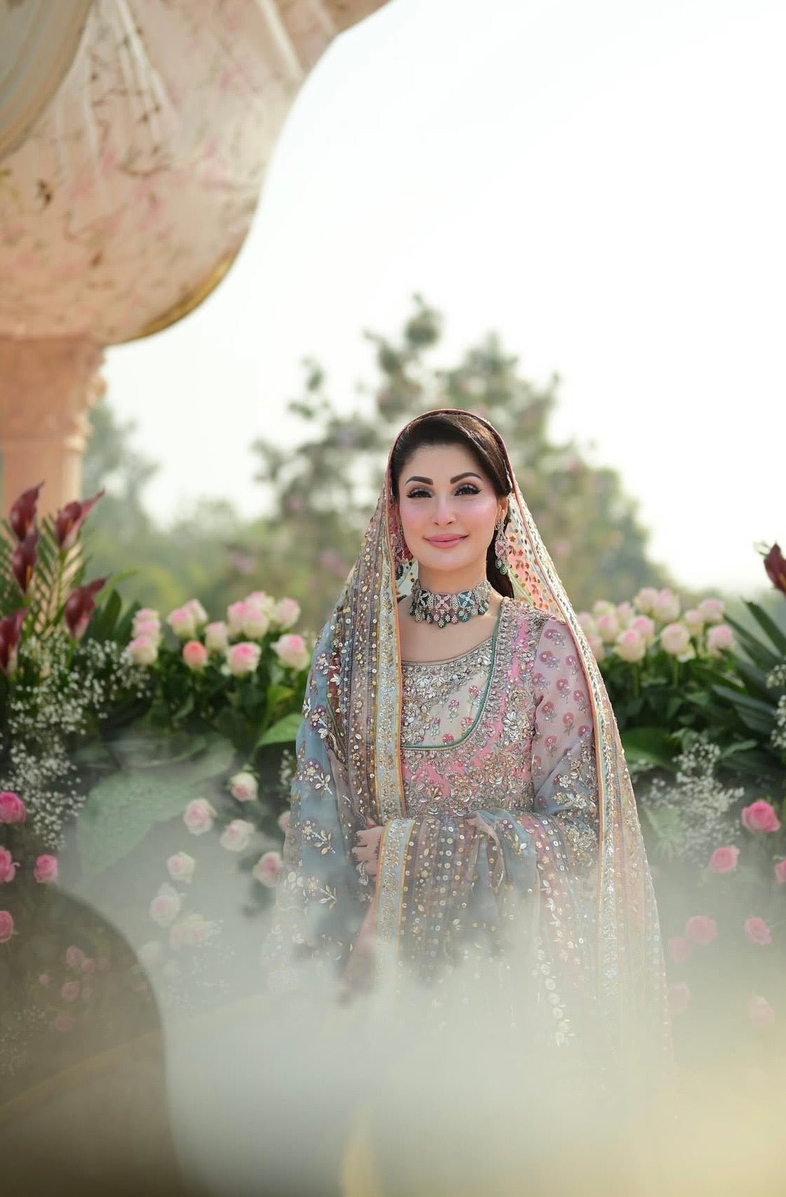 Nomi Ansari - Maryam Nawaz Pastel outfit - Eemie's Studio