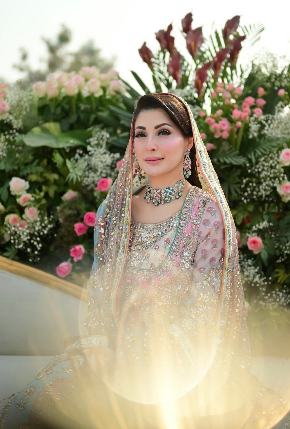 Nomi Ansari - Maryam Nawaz Pastel outfit - Eemie's Studio
